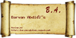 Barvan Abdiás névjegykártya